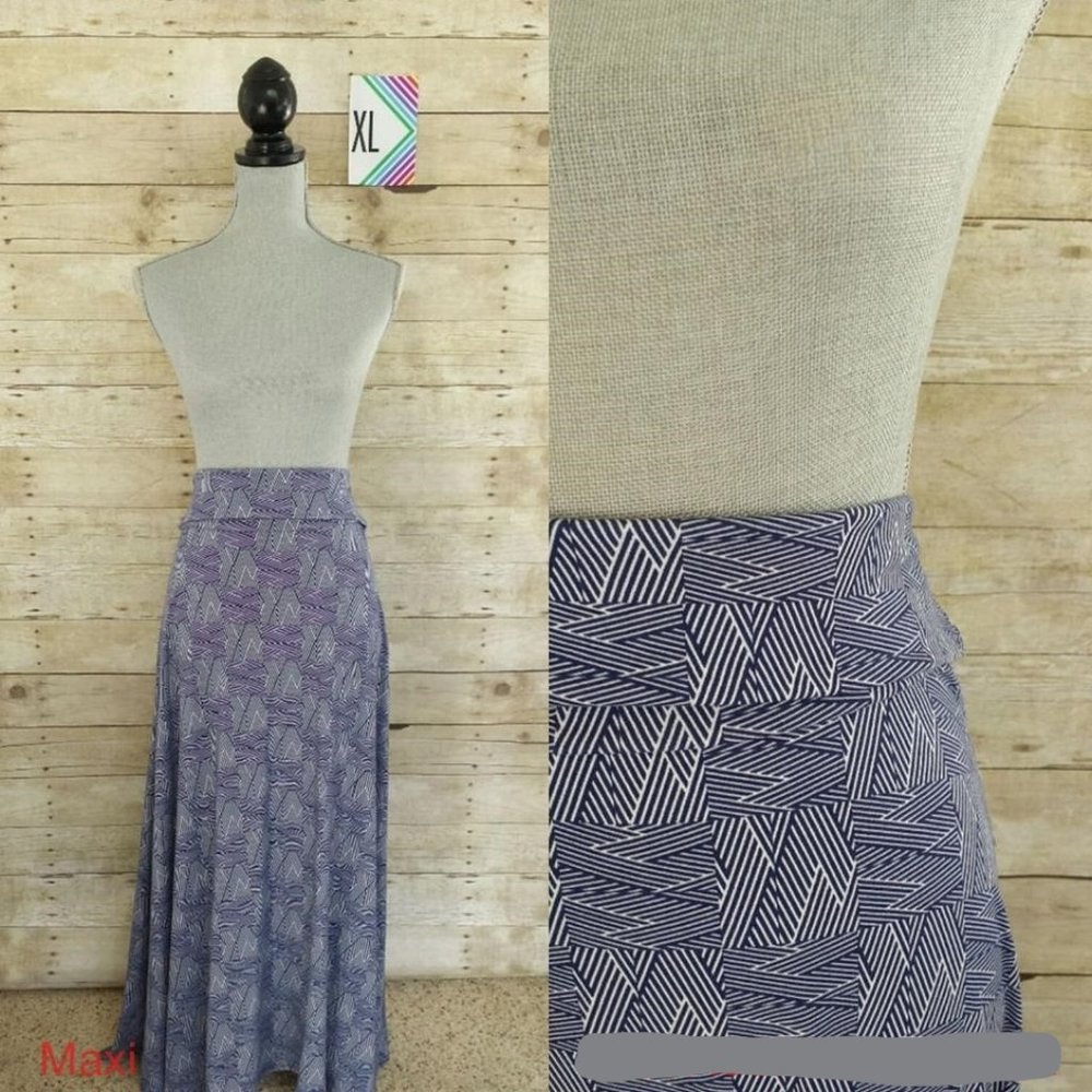 NWT LuLaRoe Maxi Skirt/Dress XL - Navy & White Print